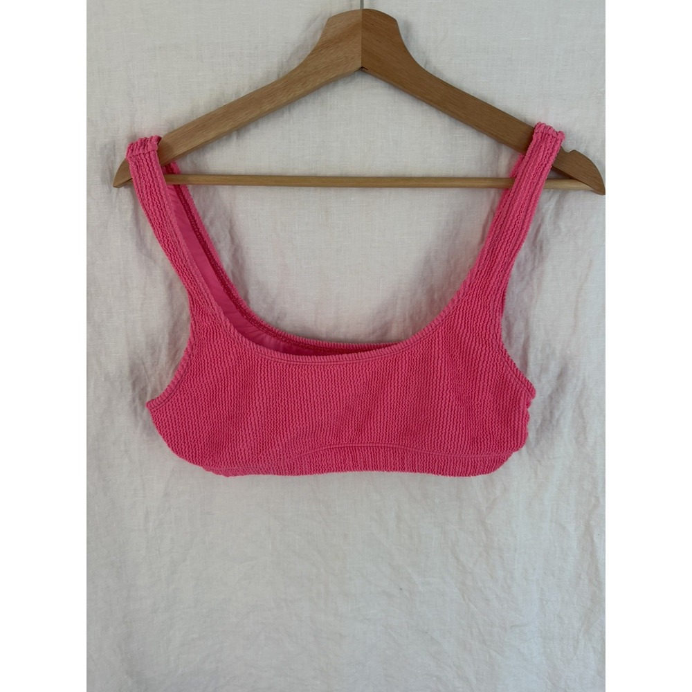 Good American Womens Always Fits Khloe Bikini Top Pink Textured Barbie Large XL